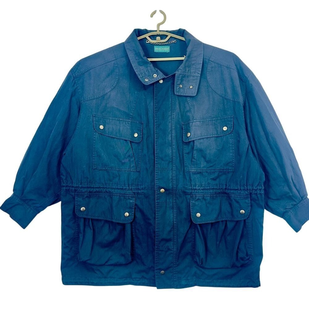 Herve Benard By Benard Holtzman Mens Blue Utility Jacket Multiple Pockets sz XL*